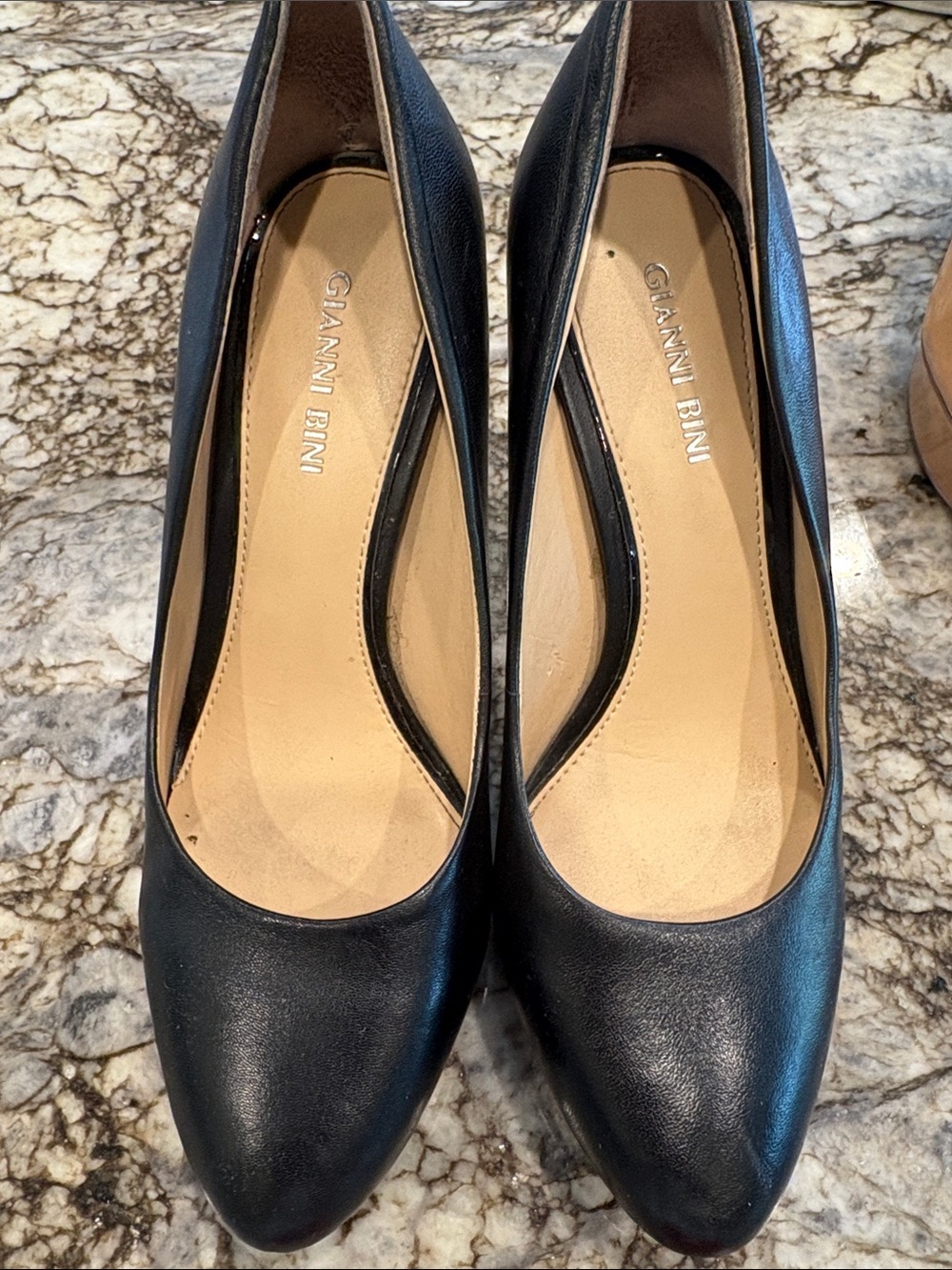 Gianni Bini Black Leather Pointed-Toe Pumps